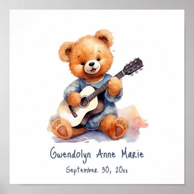 Poster de arte de enfermería Teddy Bear Personaliz (Frente)