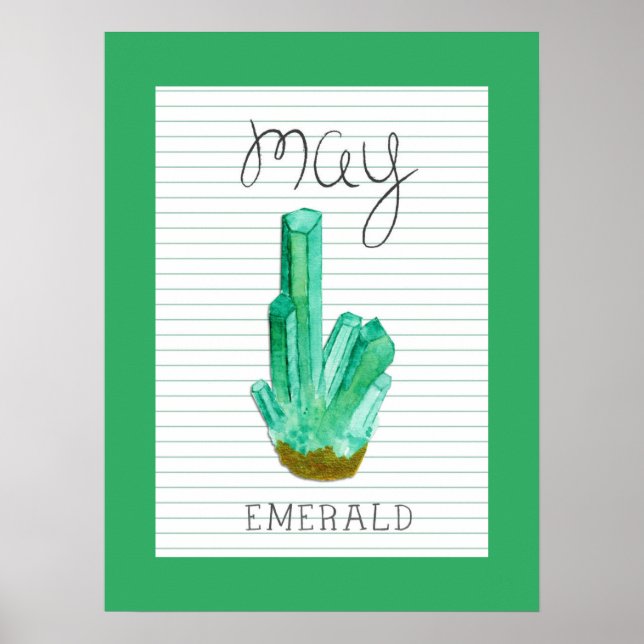 Póster de arte de esmeralda de piedra de nacimient (Frente)