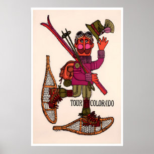 Póster de arte de esquí vintage de Colorado Impres