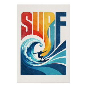 Póster de arte de estilo de vida de surf retro – S