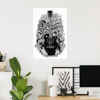 Póster de arte de fanático de Johnny Cash, dibujo 
