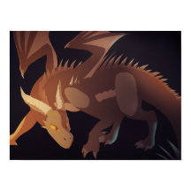 Póster de arte de fantasía de dragón marrón