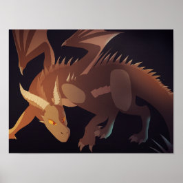 Póster de arte de fantasía de dragón marrón