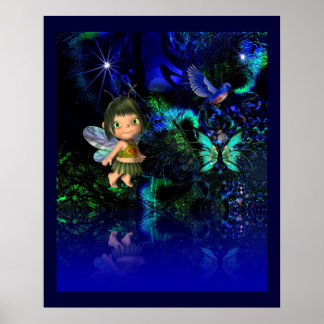 Póster de arte de fantasía de estrella ángel chica