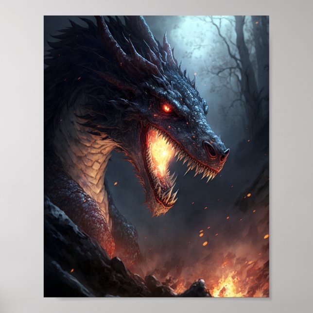 Poster de arte de fantasía de Fire Dragon (Frente)