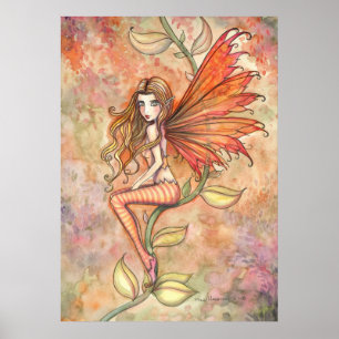 Póster de arte de fantasía de hada de otoño ardien