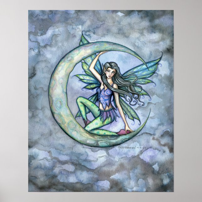 Póster de arte de fantasía de hada y luna (Frente)