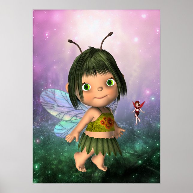 Póster de arte de fantasía de niña hada (Frente)
