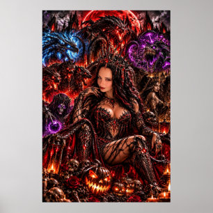Póster de arte de fantasía oscura de la reina demo