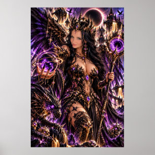 Póster de Arte de Fantasía Oscura Reina Cósmica Pú