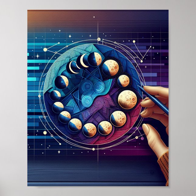 Póster de arte de fases lunares (Frente)
