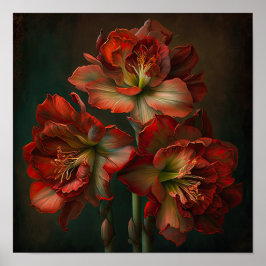 Póster de Arte de Flor de Amarilis Roja