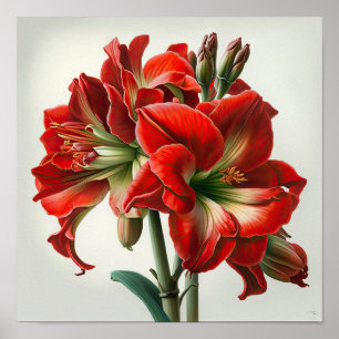 Póster de Arte de Flor de Amarilis Roja