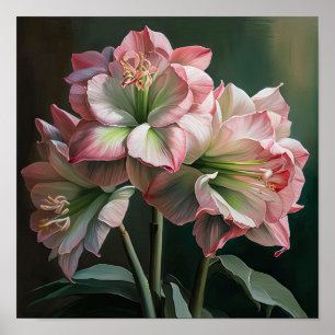 Póster de Arte de Flor de Amarilis Rosa