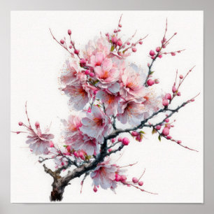Póster de Arte de Flor de Cerezo Rosa