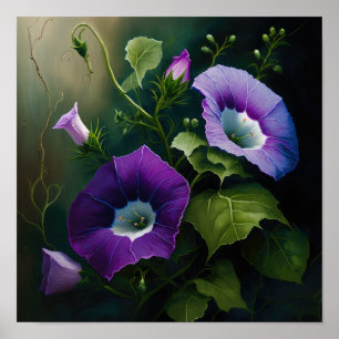 Póster de Arte de Flor de Gloria de la Mañana Púrp