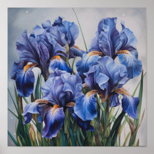 Póster de Arte de Flor de Iris Azul