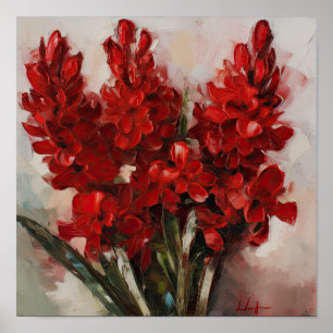 Póster de Arte de Flor de Jacinto Rojo