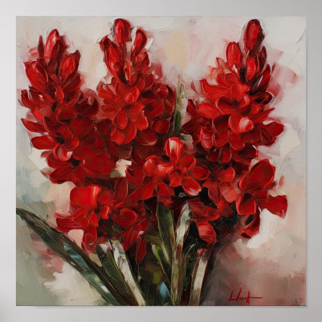 Póster de Arte de Flor de Jacinto Rojo (Frente)