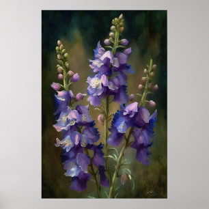 Póster de Arte de Flor de Larkspur Lavanda