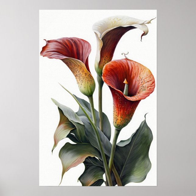 Póster de Arte de Flor de Lirio Lirios de Llamarad (Frente)