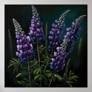 Póster de Arte de Flor de Lupino Púrpura