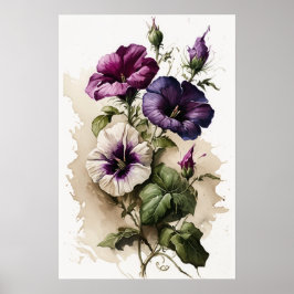 Póster de Arte de Flor de Petunias Purpúreas