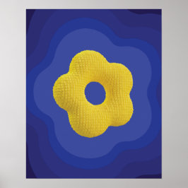 Póster de arte de flor pop amarilla en azul 