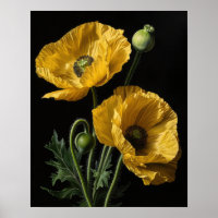 Póster de Arte de Flores de Amapola Amarilla de Ca
