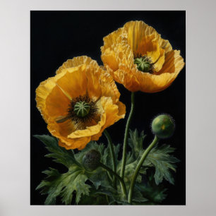 Póster de Arte de Flores de Amapola Amarilla de Ca
