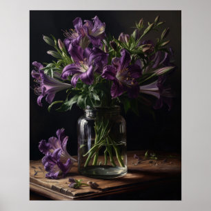 Póster de Arte de Flores de Lirio Peruano Púrpura