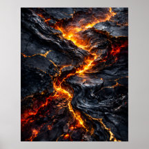 Póster de arte de fuego de flujo de lava de obsidi