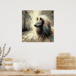 Póster de arte de galgo afgano