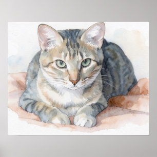 Póster de arte de gato atigrado