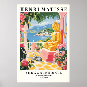 Póster de Arte de Gato Buda Estilo Matisse Pared E