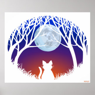 Poster de arte de gato gordo lindo amante de gato