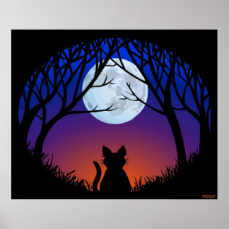 Poster de arte de gato gordo lindo amante de gato