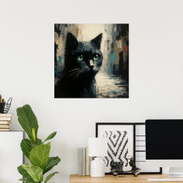 Póster de arte de gato negro