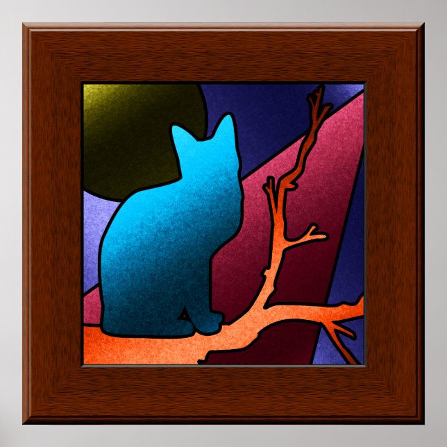 Poster de arte de gatos de la ventana de cristal c (Frente)