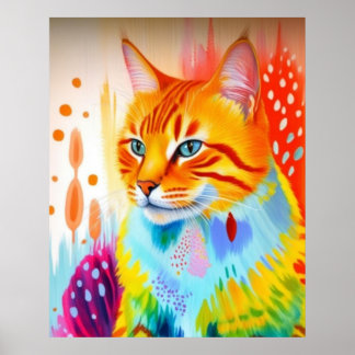 Poster de arte de gatos vibrante - Diseño audaz y 