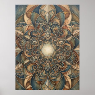 Póster de Arte de Geometría Sagrada Corazón Luz Es