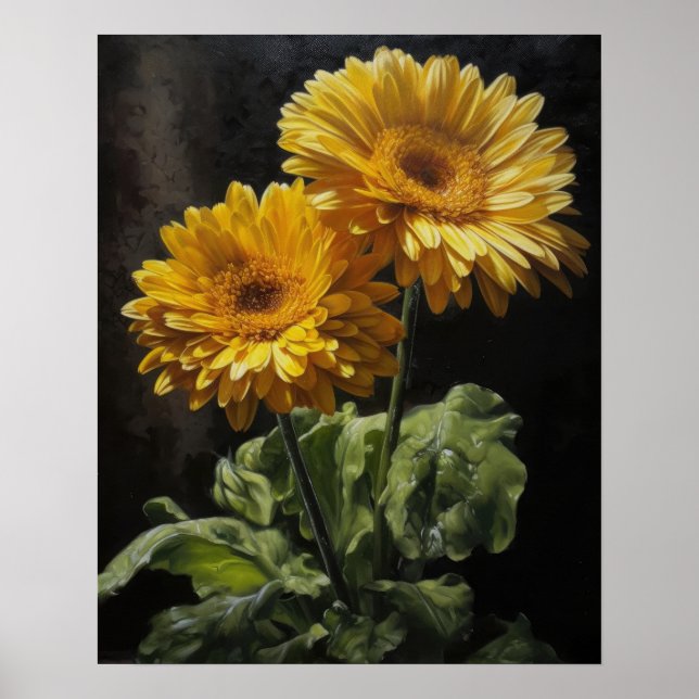 Póster de Arte de Gerbera Amarilla Daisy (Frente)