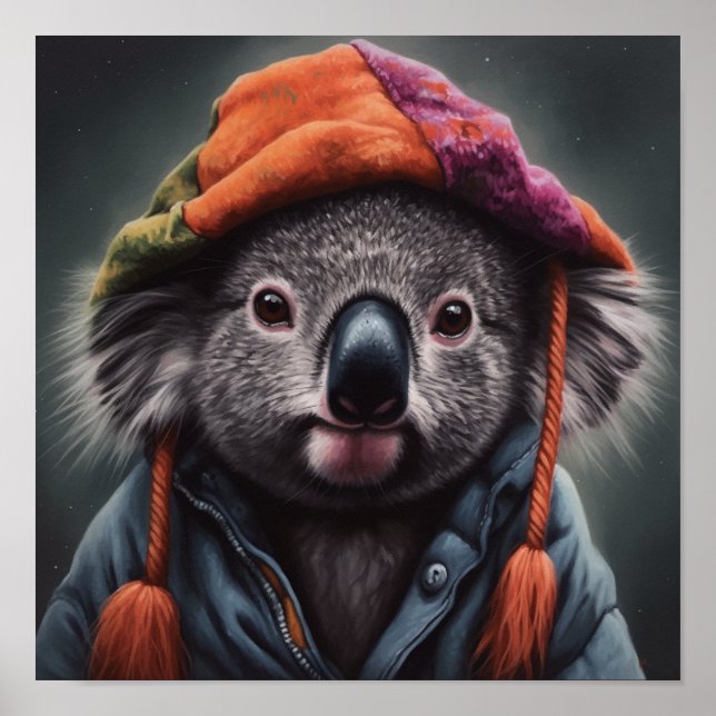 Póster de Arte de Gorro de Parche de Koala de Bean (Frente)