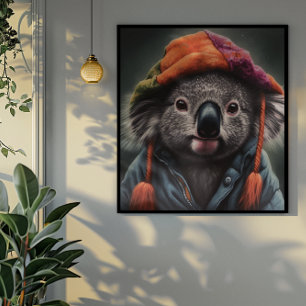 Póster de Arte de Gorro de Parche de Koala de Bean