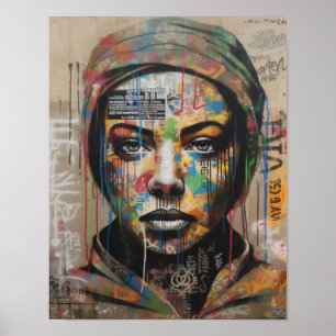 Poster de arte de graffiti femenino inemotiva