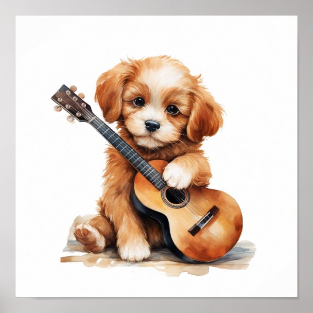 Poster de arte de guardería con guitarra (Frente)