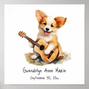 Poster de arte de guardería con guitarra