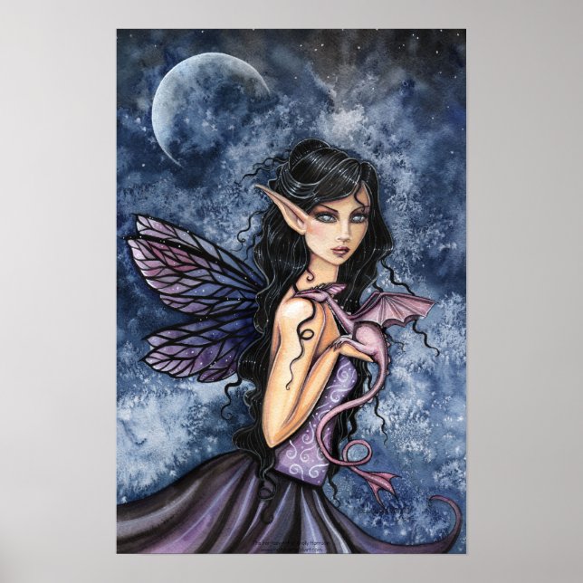 Póster de arte de hada de dragón gótico de Molly H (Frente)