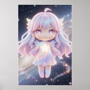 Póster de arte de hada estrella pastel adorable