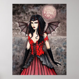 Póster de arte de hada gótica vampiro